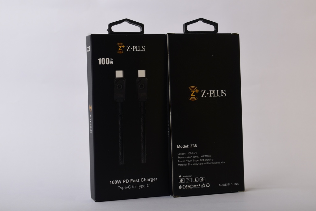 Z38 Z.PLUS 100W كابل طرفين تايب سي قماش فعلي