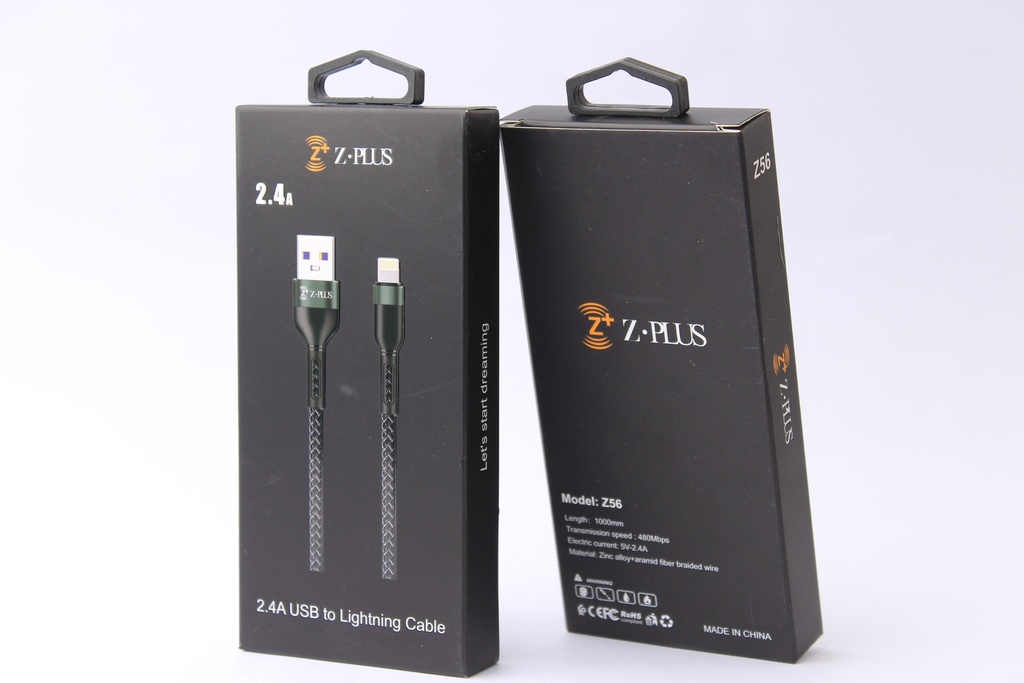 Z56 Z.PLUS كابل ايفون قماش 2.4 امبير فعلي