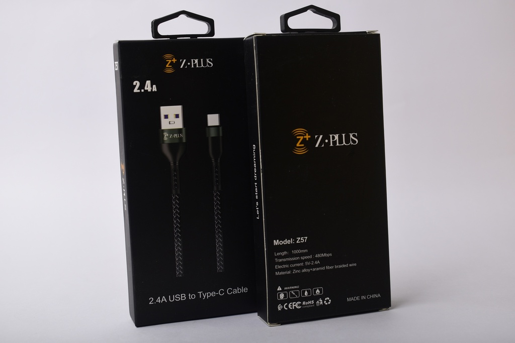 Z57 Z.PLUS كابل تايب سي قماش 2.4 امبير فعلي