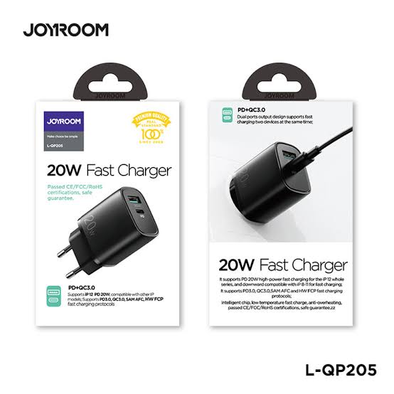 Joyroom L-QP205 USB + PD 20W راس شاحن أصلية مخرجين