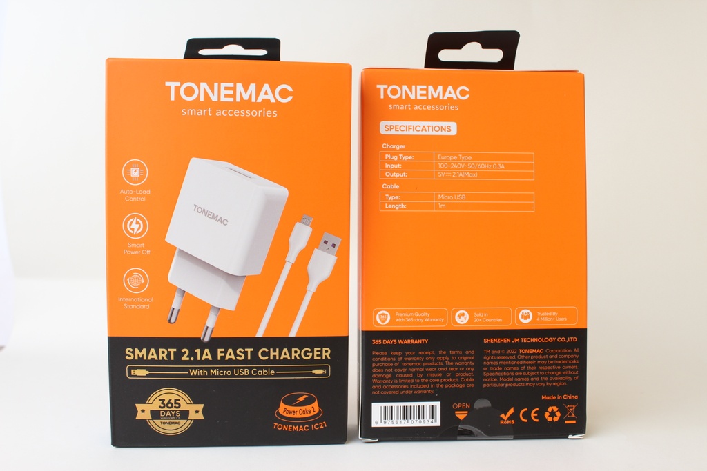 TONEMAC SMART 2.1A FAST CHARGER IC21شاحن مايكرو